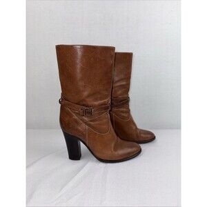 J CREW TENLEY Brown  Vachetta Italian Leather High Heeled  Boots US Size 8 M